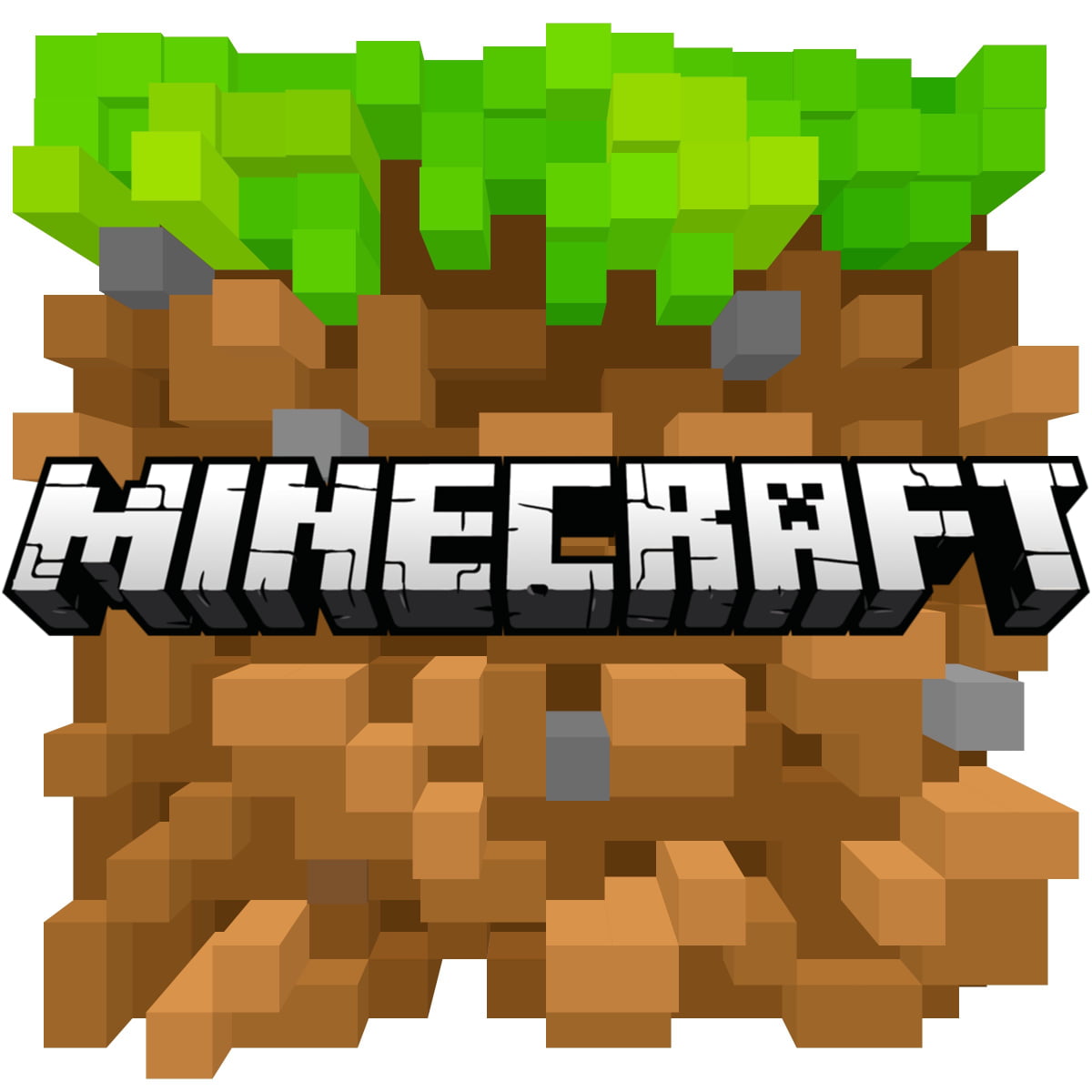 8 bit style logo that reads Minecraft