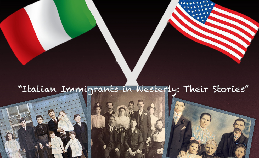 italian flag american flag and historical family photos