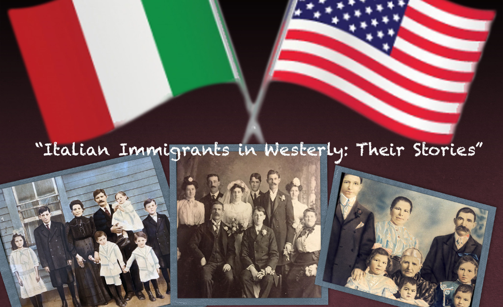 italian flag american flag and historical family photos