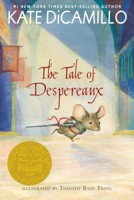 Book Cover:a mouse with a sewing needle as a sword running into battle