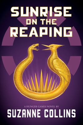 Book Cover:a gold snake and bird on a ring, on a purple background