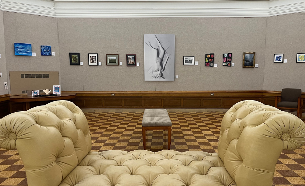 View of art on the wall in Hoxie Gallery