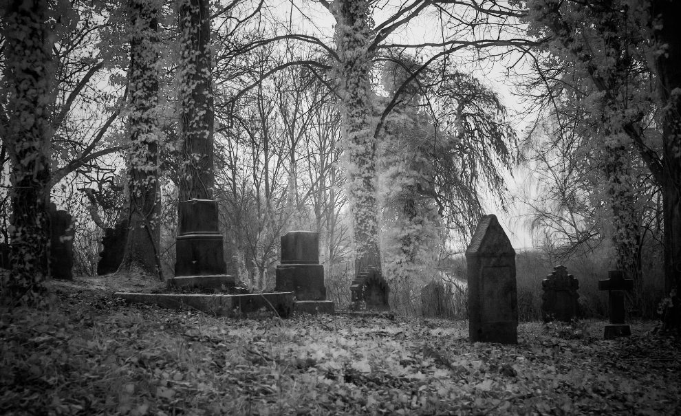 Spooky b&W cemetery