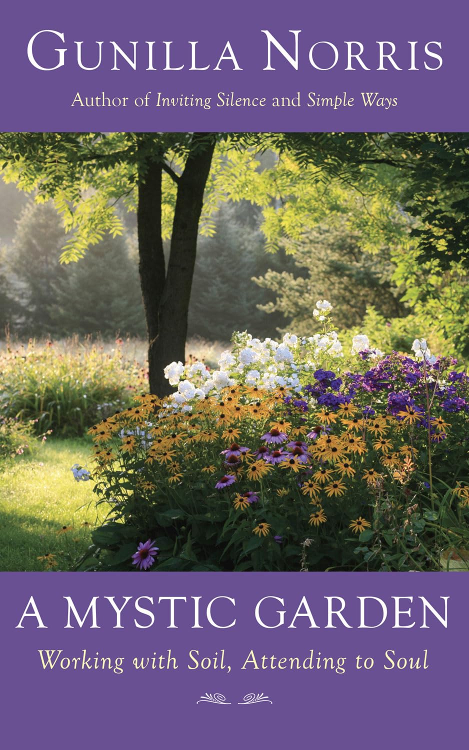book cover of a mystic garden with an image of a garden
