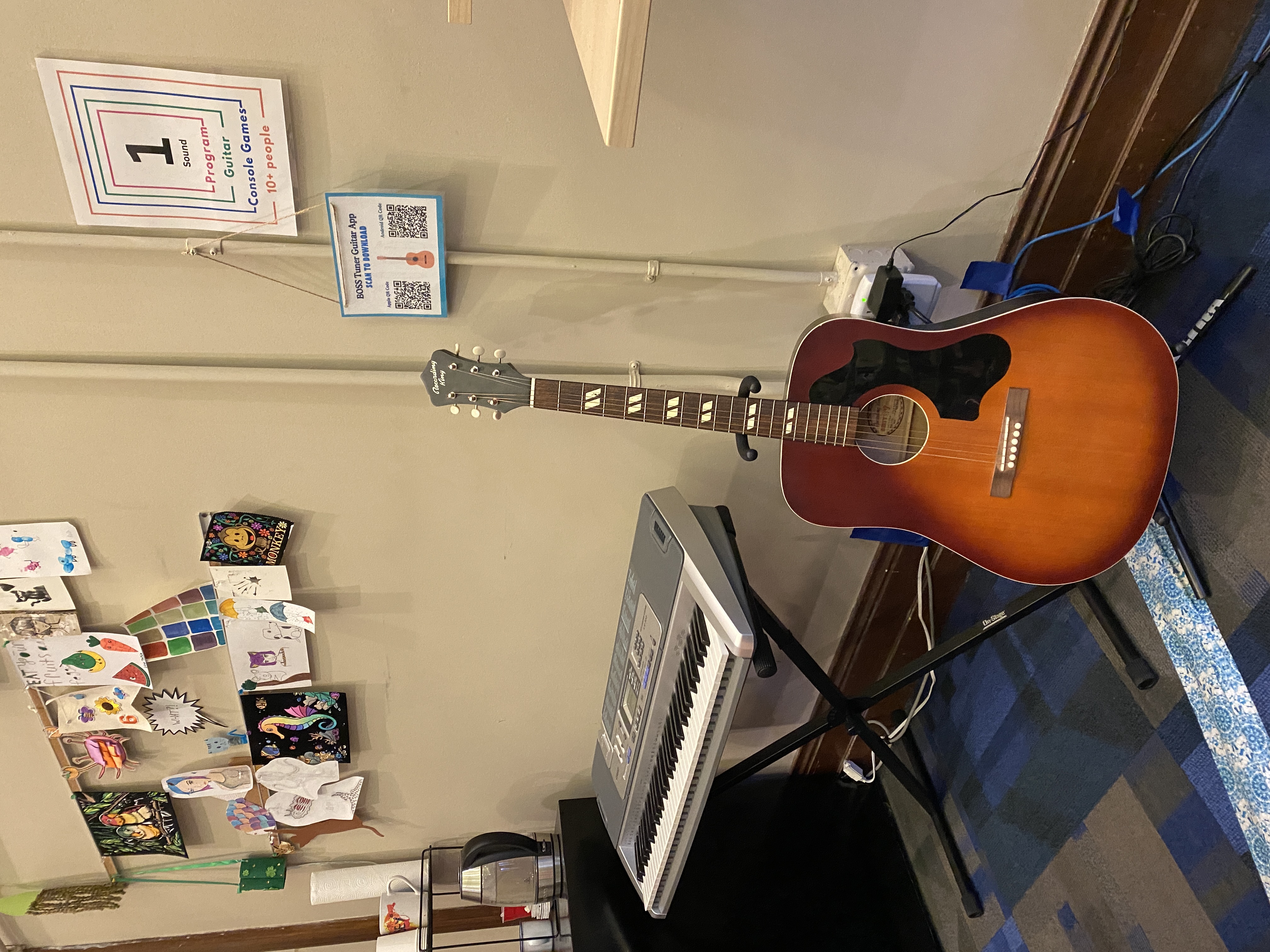 Teen Space acoustic guitar and electric keyboard 