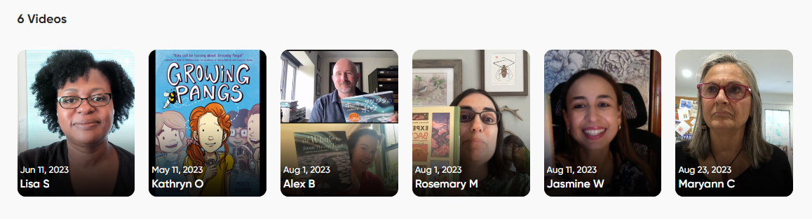 Six thumbnail images of RICBA Authors talking about their books. An embeded link will take you to the Flip page to listen to their stories.