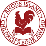 Logo of the Rhode Island Children's Book Award - circle with a red rooster in the middle. 
