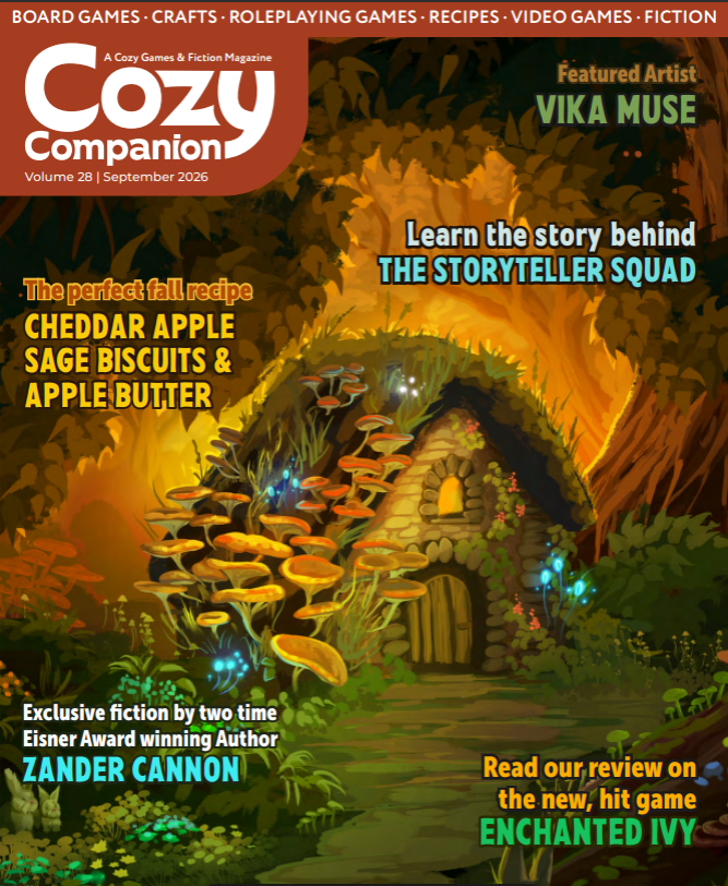 magazine cover with a mushroom and grass covered house in the woods.