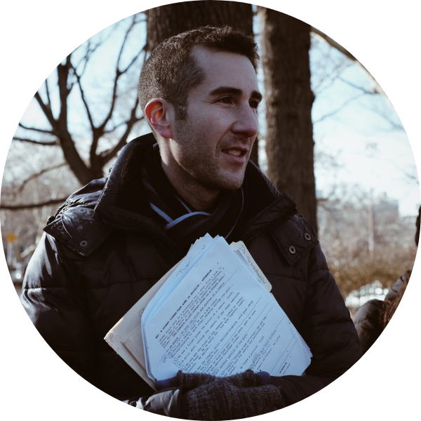 image of writer dave solomon holding script