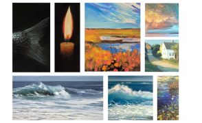 Images of colorful landscapes of artists works compiled together