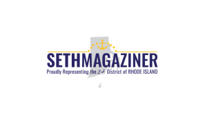logo blue text with gold anchor and grey RI state image