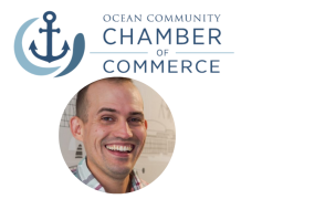 Ocean Communities Chamber of Commerce Logo over a picture of Alex Nunes
