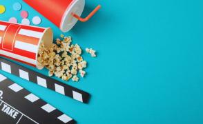 image of popcorn, soda, and a clapper board