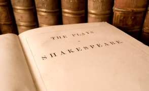 Open book of Shakespeare plays