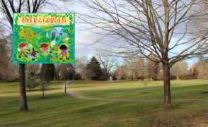 picture of park with cover of storywalk book