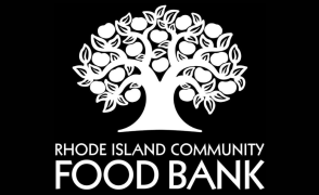 A black background with the Rhode Island Community Food Bank apple tree logo.