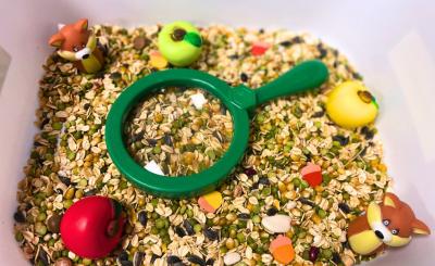 A photo of a sensory bin