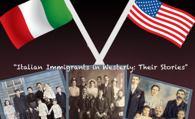 italian flag american flag and historical family photos