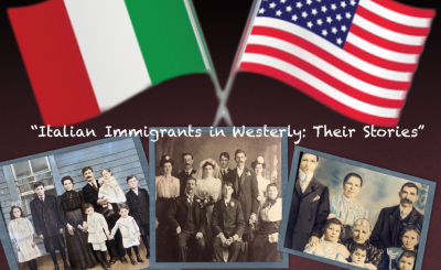 italian flag american flag and historical family photos