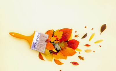 paint brush with fall leaves