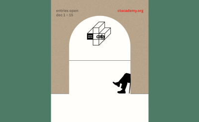 CAFA logo and arched opening with seated legs silhouette